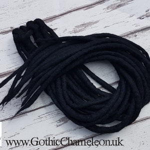 Black Double Ended Merino Wool Dreads Up To 47 inches Long Made To Order