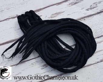 Black Double Ended Merino Wool Dreads Up To 47 inches Long Made To Order