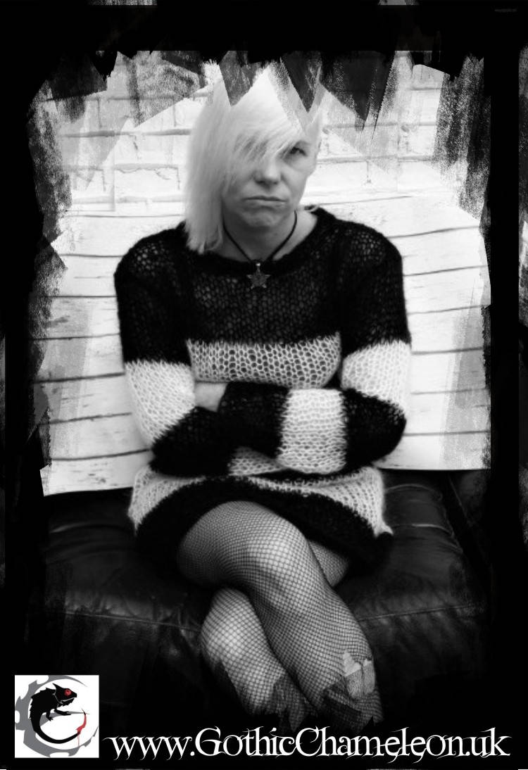 Nancy Spungen Lacy Openwork Mohair Sweater Dress Black & White