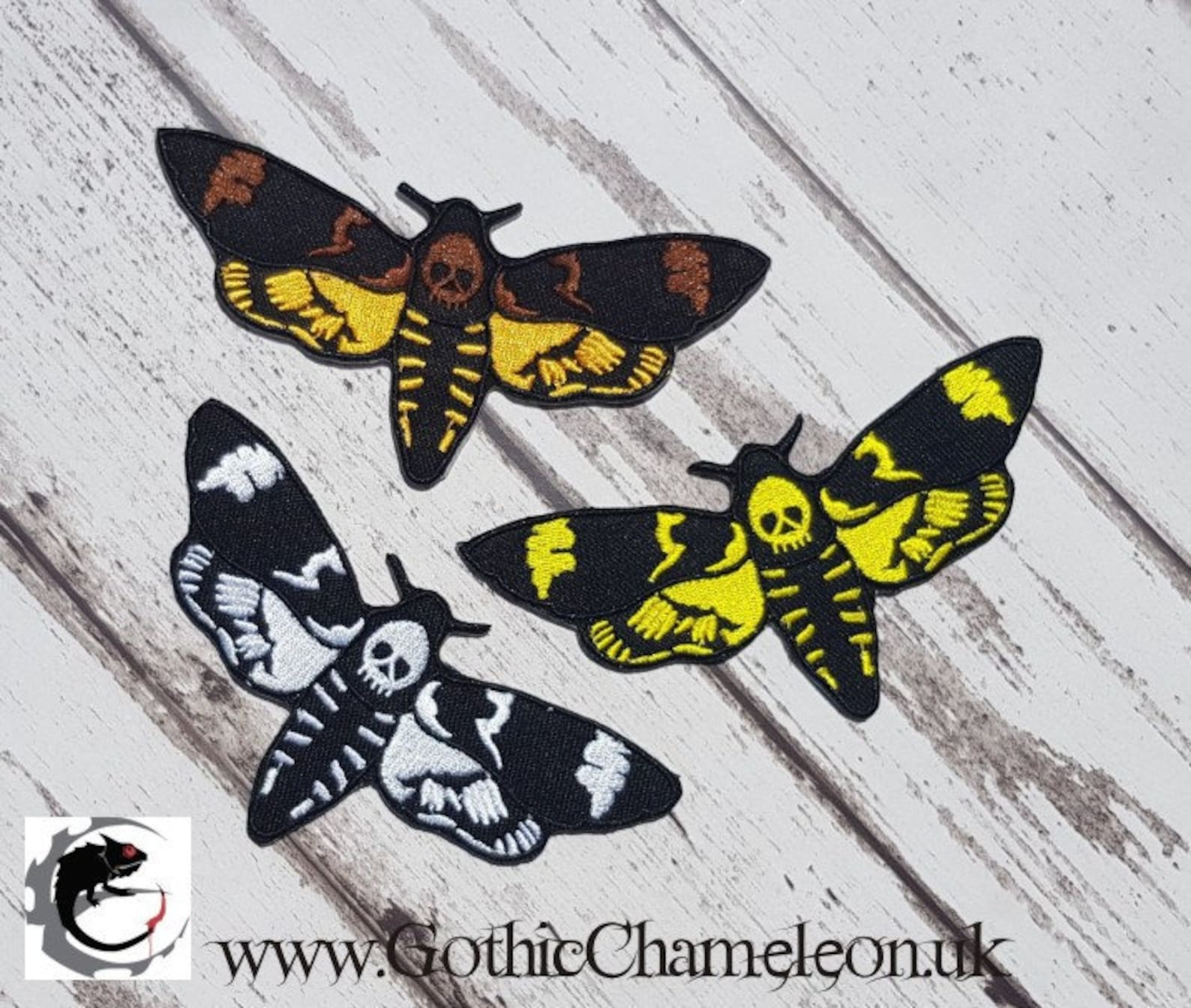 Deaths Head Moth Embroidered Patch Applique Gothic Emo Punk - Etsy UK