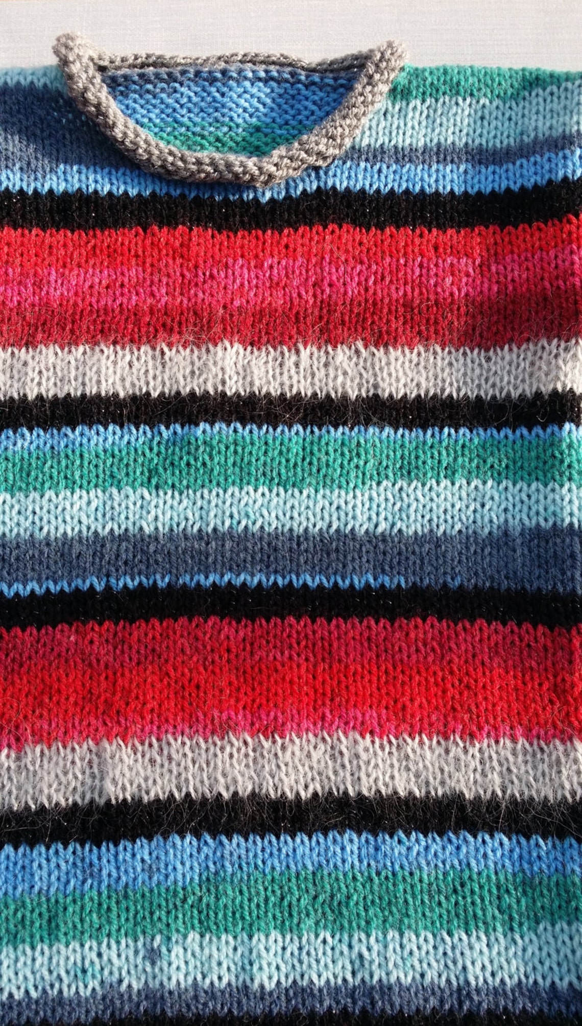 OOAK Multi Colour Stripe Sweater Hand Knitted Punk Visual Kei - Etsy