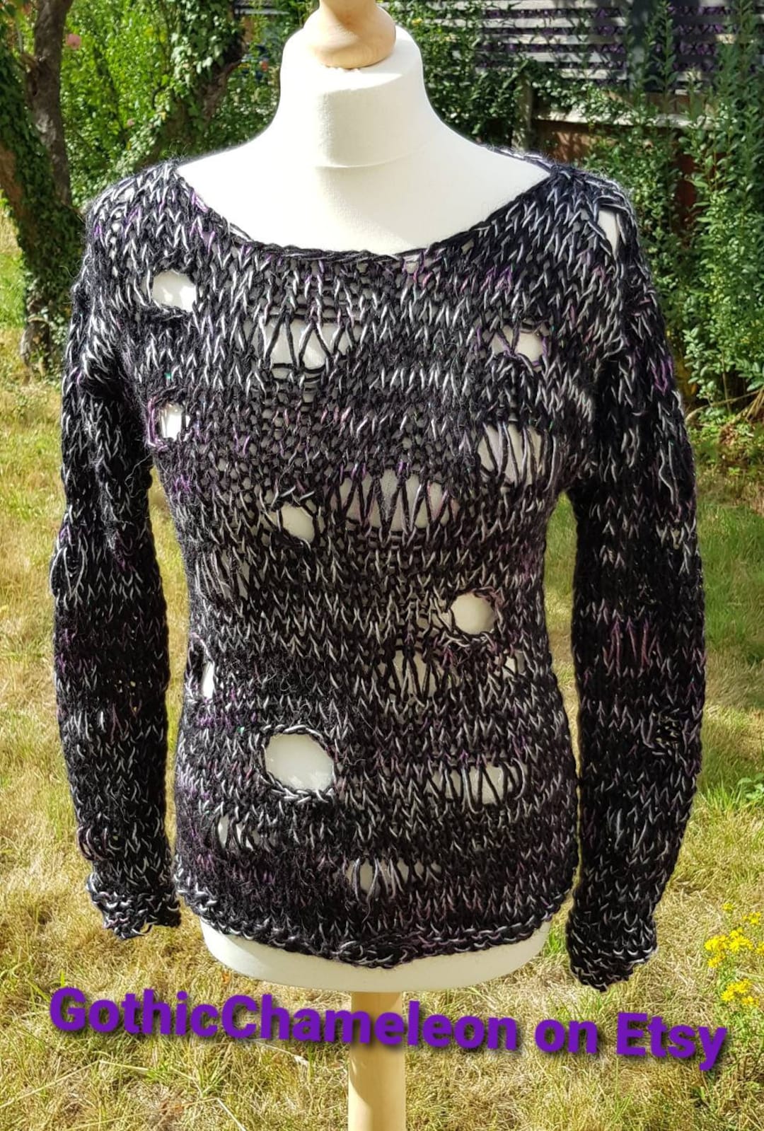 【U LAN】Wings Angora Graffiti Knitwear Sweater Angora Knit Women, Angora Knit Jumper, Dark Grey