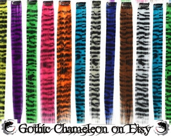 Tiger Stripe Clip in 18 inch Hair Extension 12 Colours High Heat Hair Fibre Ready to Ship