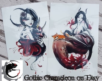 Temporary Tattoo Sheets Japanese Demon Mermaid Manga Anime