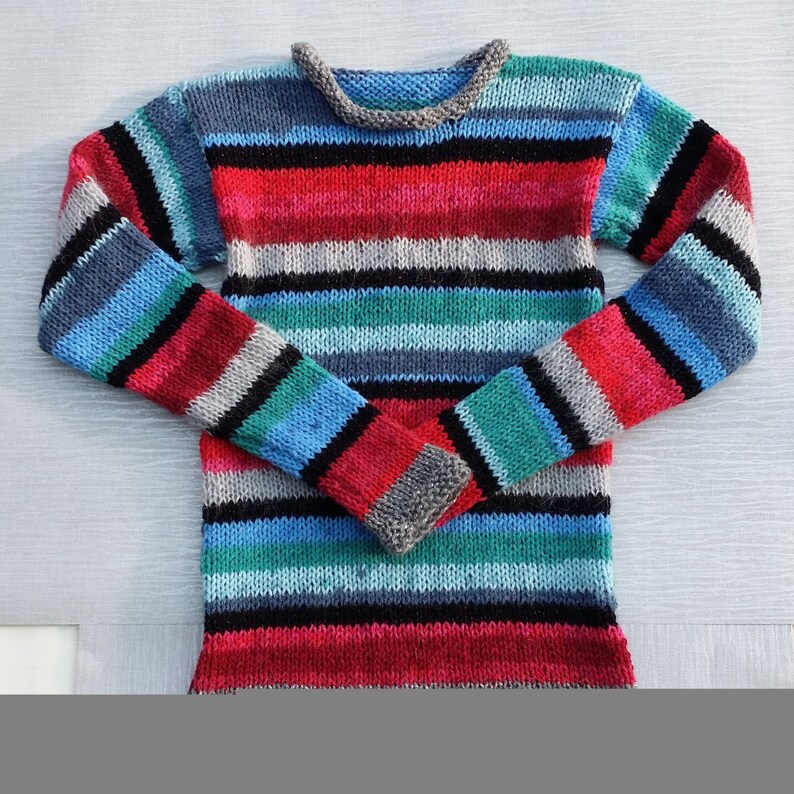 OOAK Multi Colour Stripe Sweater Hand Knitted Punk Visual Kei - Etsy