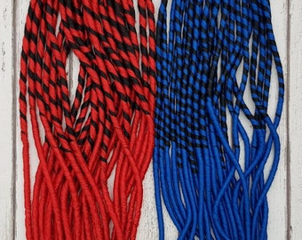 18 inch Single Ended Transitional Dreads Pack of 24 Black Blue Red Colours