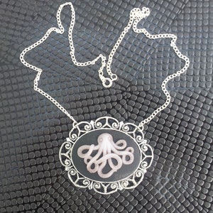 Handmade Cthulhu Octopus Pendant on a Silver Tone Chain Gothic Steampunk Emo Punk image 2