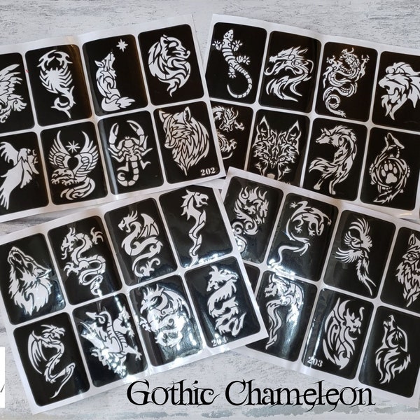 Tattoo Stencils Self Adhesive Templates For Temporary Tattoo Liquid Henna Face Paint Glitter