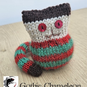 Freddy Krueger Cat Plushie Toy Hand Knit Amigurumi Stuffed Animal