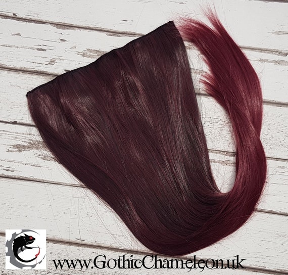 Black Dark Wine Red Blended Ombre Style Straight Hair Extension 24 Inch Ready To Ship