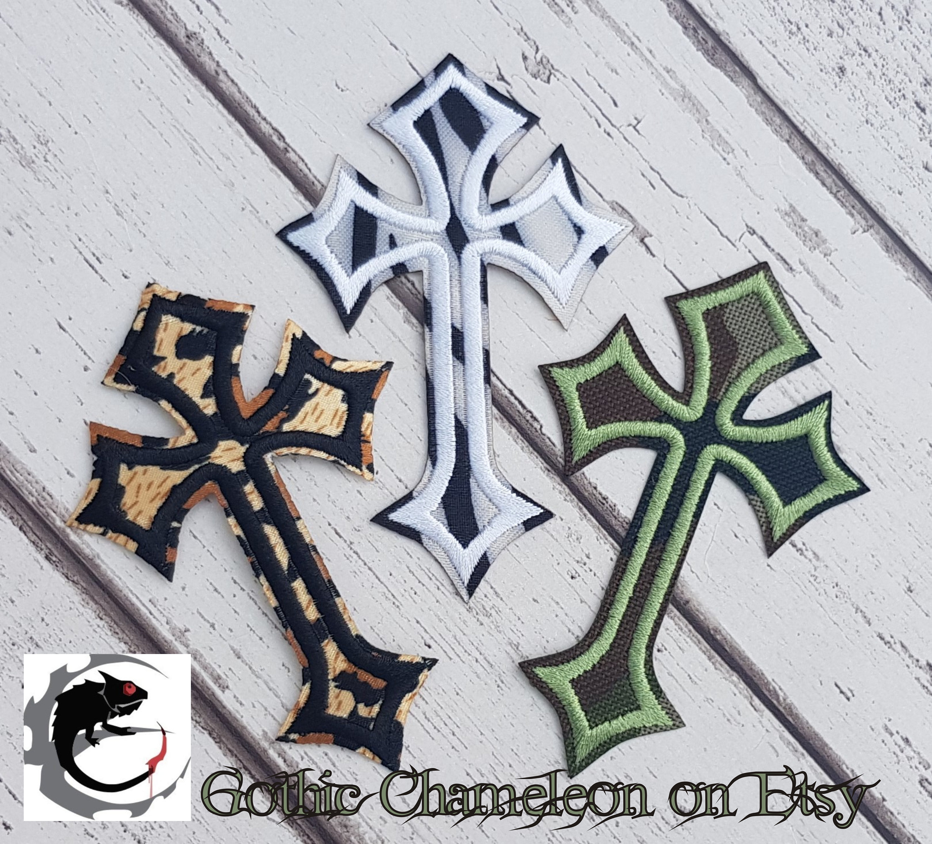 CH leather cross patch black (5) Total Black Leather Crosses