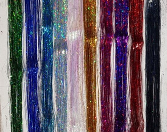 Clip in 19 Inch Tinsel Hair Extension 9 Colors Ready to Ship