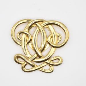 Vintage Gold Tone Scarf Clip, Interlocking Scroll Design, 80s 90s Statement Accessory