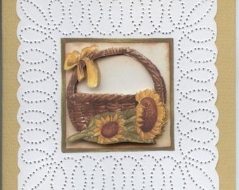 Greetings card hand pierced border and sunflower design
