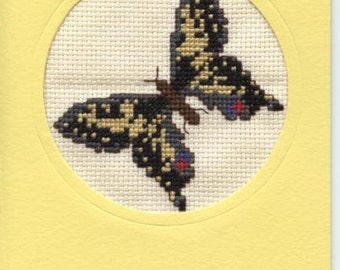 Greetings card with cross stitch butterfly design