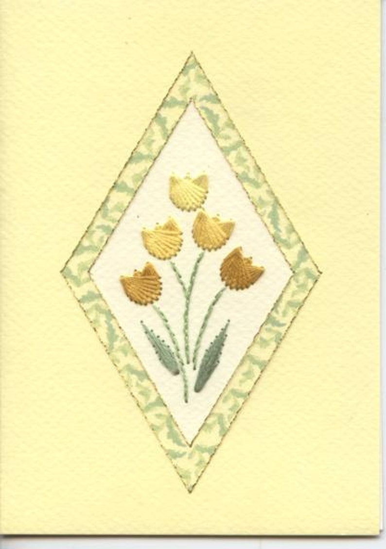 Greetings card with stitched floral design image 1