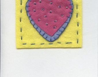 Felt heart motif greetings card