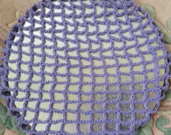 Crochet lilac cotton snood, 1940s reproduction (282)