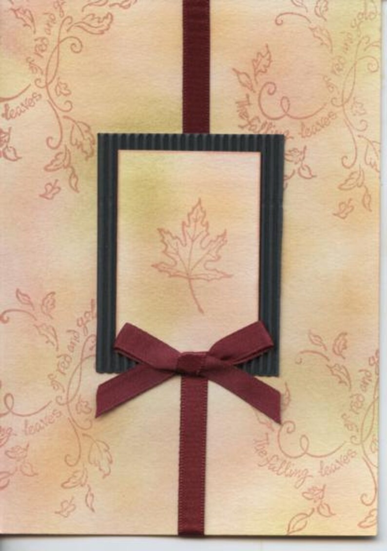 Greetings card with autumn leaf design image 1