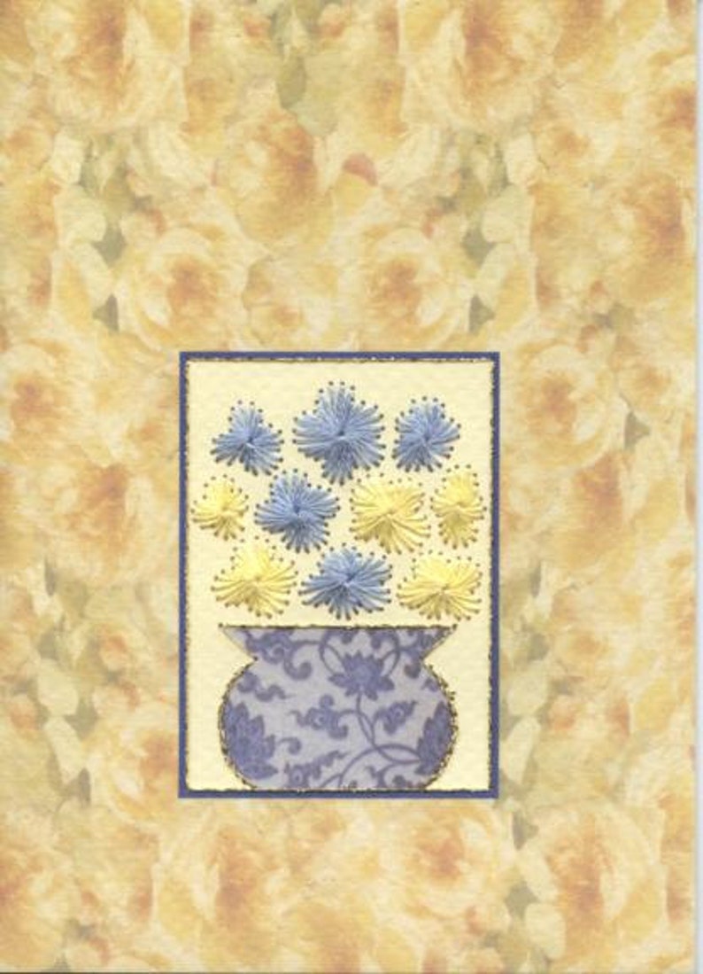 Stitched floral design greetings card image 1