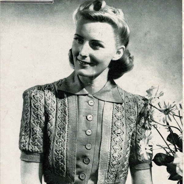 Vintage Ladies Bolero, 34" Bust, 3ply, knitting pattern, 40s (PDF pattern) Bestway No 554