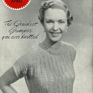 Vintage Ladies Lacy Top and scarf, 34&quot;-36&quot; Bust, 3ply, knitting pattern, 50s (PDF pattern) Weldons A1002