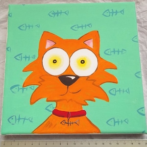 Stylised cartoon ginger cat painting