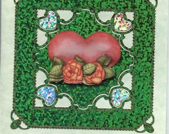 Greetings card with heart and roses design