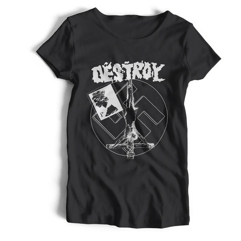 Classic Punk T Shirt Destroy Mono Black Version Design Etsy