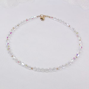 14kt Gold Heart Bracelet Clear Crystal Bracelet 14kt Gold Bracelet Clear AB Crystal Bracelet Solid 14kt Gold Bracelet Girlfriend Gift Buy3+1