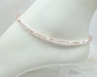 Pink Crystal Anklet Pink Anklet Pink Ankle Bracelet 100% 925 Sterling Silver Anklet Body Jewelry Ankle Jewelry BuyAny3+Get1 Free