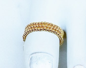 Solid 14kt Gold Toe Ring Big Toe Ring Triple Toe Ring Solid 14k Gold Toe Ring Thumb Ring Stretchy Stackable Toe Ring Girlfriend Gift Buy3+1