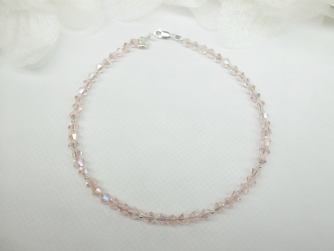 Pink Crystal Anklet Pink Anklet Pink Crystal Ankle Bracelet Etsy