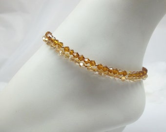 Gold Topaz Anklet Dark Topaz Ankle Bracelet Double Layer Anklet 14k Gold Filled Anklet Stamped GF 1/20 Not Plated BuyAny3+Get1Free