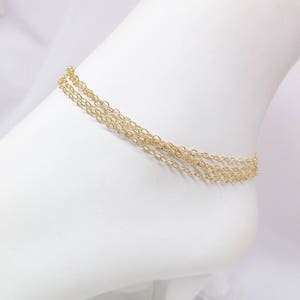 14k Gold Chain Multi Strand Anklet Layered Ankle Bracelet 14k Gold Chain Anklet 14k Gold Filled Anklet Gift For Her BuyAny3+get1 F