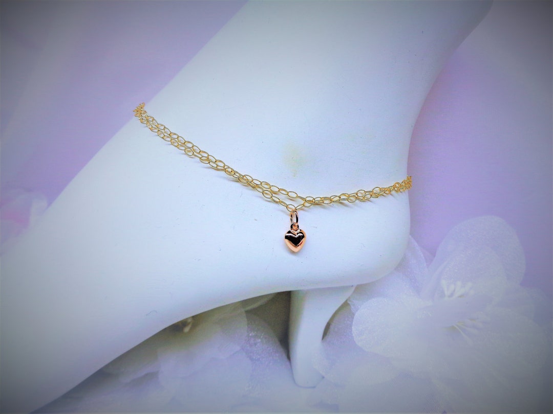 Rose Gold Anklet Double Chain Ankle Bracelet 14k Gold Filled Anklet