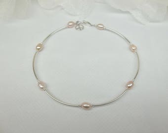 Pink Pearl Anklet Peace Sign Anklet Pink Pearl Ankle Bracelet Sterling Silver Ankle Bracelet Sterling Silver Anklet Beach Anklet Buy3+1Free
