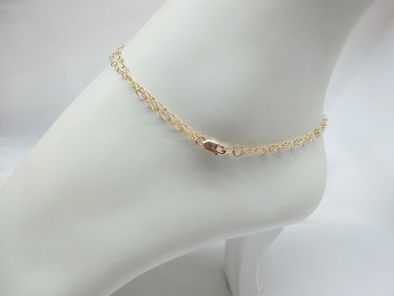 14k Gold Chain Anklet 14k Gold Double Chain Anklet 14k Gold Etsy