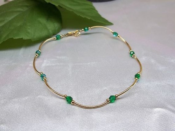 Anklet Jewelry Emerald Green Anklet Kemstone Ethnic Style Hand