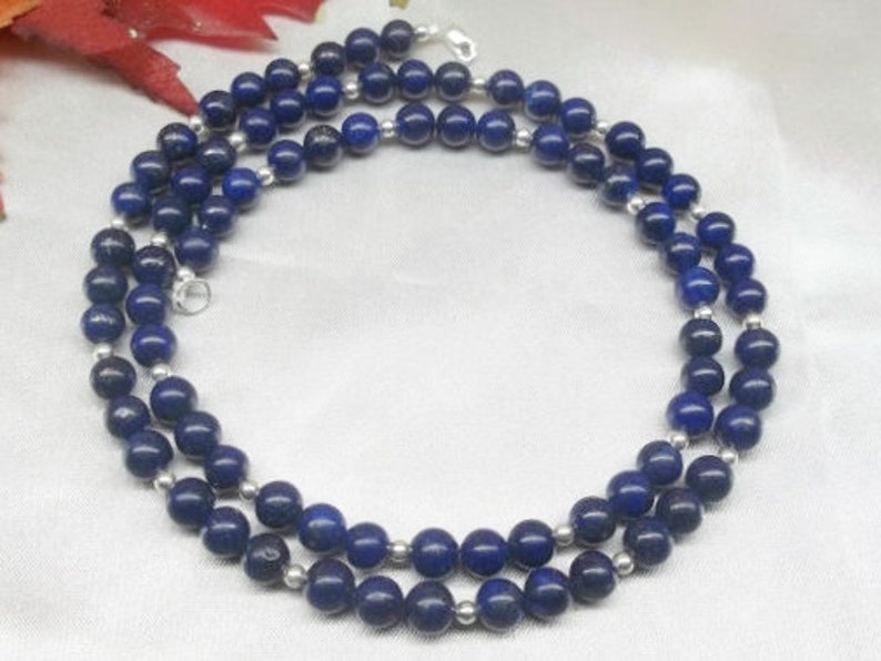 Blue Lapis Necklace 14kt Blue Lapis Lazuli Necklace 14k White - Etsy