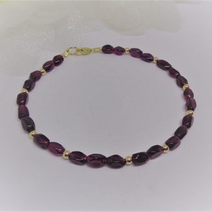 14kt Gold Anklet Red Garnet Anklet 14k Gold Garnet Ankle Bracelet 14kt Gold Ankle Bracelet Gift for Her Solid Gold Anklet BuyAny3+Get1Free