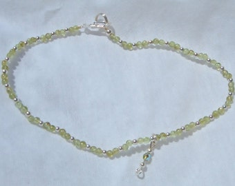 Genuine Peridot Ankle Bracelet Peridot Anklet Gemstone Anklet Gift For Her Girlfriend Gift 925 Sterling Silver Anklet BuyAny3+Get1 Free