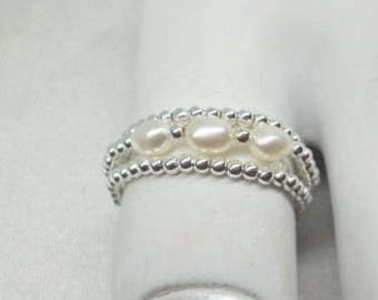 14k White Gold Toe Ring White Pearl Toe Ring Stackable Toe Ring Beach Jewelry 14kt White Gold Thumb Ring 14kt Gold Toe Ring BuyAny3+1Free
