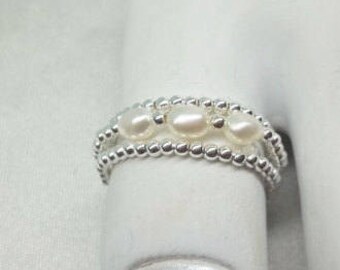 14k White Gold Toe Ring White Pearl Toe Ring Stackable Toe Ring Christmas Gift 14kt White Gold Thumb Ring 14kt Gold Toe Ring BuyAny3+1Fr