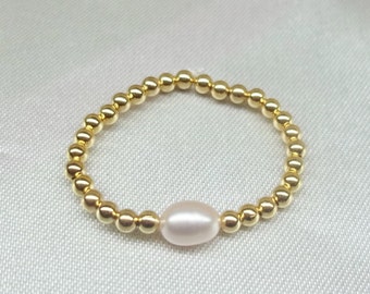 14kt Gold Toe Ring Pink Pearl Toe Ring Little Toe Ring Big Toe Ring Gold Thumb Ring Stretchy Solid Gold Toe Ring Christmas Gift Buy3+1 F