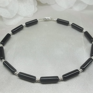 Black Onyx Anklet Black Anklet Black Ankle Bracelet Black Onyx Ankle Bracelet Sterling Silver Anklet BuyAny3+Get1 Free