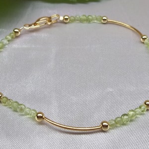 Peridot Ankle Bracelet Gold Anklet Peridot Anklet Gemstone Anklet 14k Gold Filled Anklet Not Plated GF 1/20 Girlfriend Gift BuyAny3+Get1Free