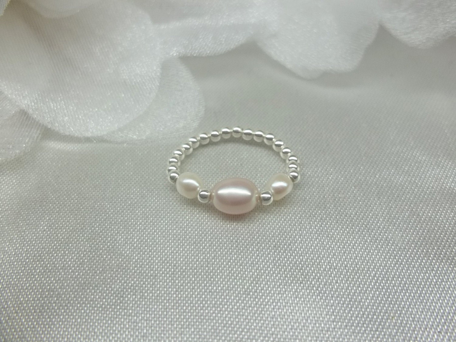 gips dump rijst Pink Pearl Toe Ring White Pearl Toe Ring Stretch Stretchy - Etsy