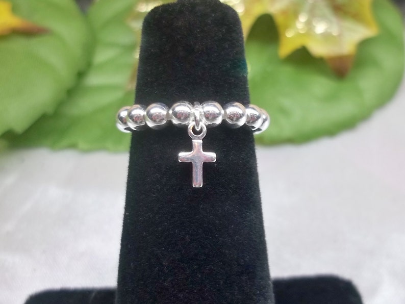 Silver Cross Toe Ring Sterling Silver Bead Toe Ring Big Toe Ring Little Toe Ring Stackable toe Ring Stretchy Sterling Silver BuyAny3+1Free