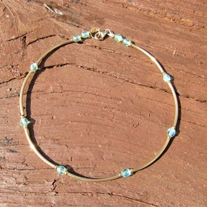 14k Gold Aquamarine Ankle Bracelet Anklet Blue Anklet Crystal Anklet Blue Ankle Bracelet Gold Filled Anklet BuyAny3+Get1 Free